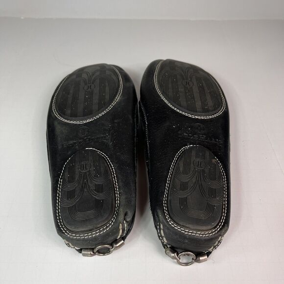 Cole Haan Womens Feathered Moc-Toe Mule Slip-On BLACK Leather Flat Shoes Sz 6B - Picture 6 of 8